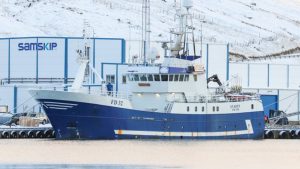 I Kollefjord landede fryse-lineskibet **Stapin** i sidste uge en last på 230 tons frossen fisk, som er fisket ved Island. foto: Kiran J