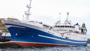 Det grønlandske fartøj **Tasiilaq** landede i ugen en last på 1.100 tons lodde til Pelagos i Fuglefjord. foto: KiranJ