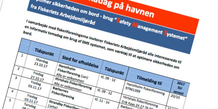 Lær at bruge »SMS systemet« fra Fiskeriets Arbejdsmiljøråd  ill.: SMS Temadag på havnen - FA.dk