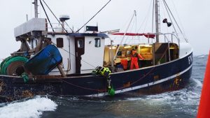 Kutter sprunget læk nord for Grenen foto: Skagen Redningsstation