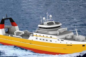 Norske Skipteknisk i Ålesund har designet større hæktrawler til britisk rederi.  Foto: ST-117L   frysetrawler til UK Fisheries - Skipteknisk