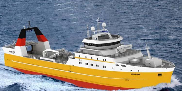 Norske Skipteknisk i Ålesund har designet større hæktrawler til britisk rederi.  Foto: ST-117L   frysetrawler til UK Fisheries - Skipteknisk