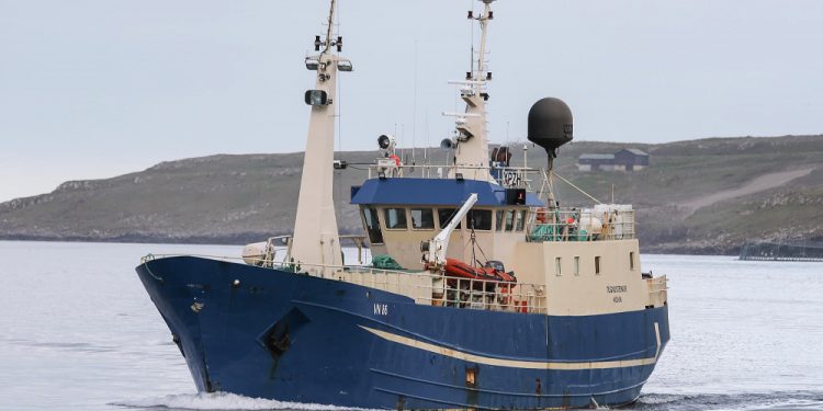 garnskibet Túgvusteinur også landet en pæn fangst. Her blev det til 5 tons havtaske, som de havde fisket Vest for Færøerne. foto Kiran J