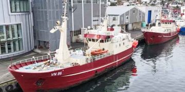 Et godt garnfiskeri på Færøerne, viser at hellefisken fortsat er en vigtig art i det nordatlantiske fiskeri. Fartøjet **Túgvusteinur** har i denne uge landet en fangst på cirka 18,5 tons i Tórshavn, hvor hovedparten bestod af hellefisk. foto: Kiran J