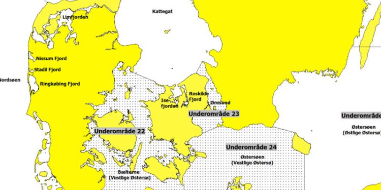 Max. fem torsk om dagen for lyst- og fritidsfiskere  Foto: kort over zoneopdelingen i de danske farvande