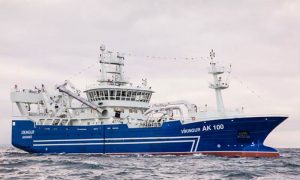 Stilheden har bredt sig på silde-felterne vest for Island  Foto: Den islandske pelagiske trawler AK 100 Vikingur