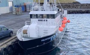 Der har i den forløbne uge været aktivitet i fiskerihavnen i Toftir, hvor linefartøjet »Volunteer« har landet en pæn fangst af kuller efter et fiskeri i det nordatlantiske farvand nord for Færøerne. foto: Fiskur.fo - FS
