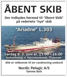 Åbent skib på Thyborøn Havn lørdag den 2. juni .  Indbydelse