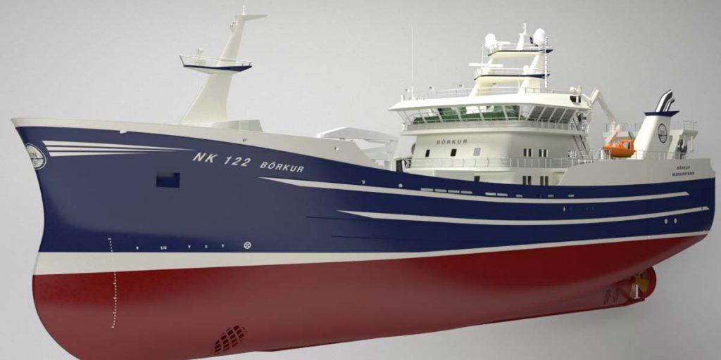 Islændinge bestiller nye fartøjer ved Karstensens i Skagen. Foto: »Börkur« bestilt af Sildarvinnslan og som bygges af Karstensens Skibsværft i Skagen