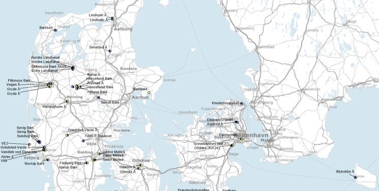 Se kort med de tre vandløb foto: Mst.dk