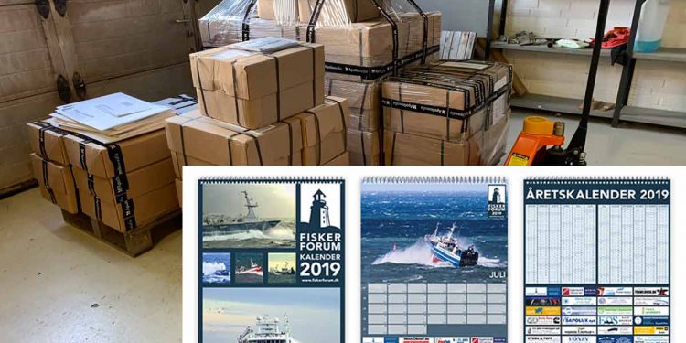 FiskerForum Års-kalender for 2019 - Foto: Første forsendelse klar hos FiskerForum / ApolloMedia