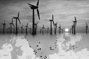 Den mest dokumenterede støjkilde fra havvind er pæleramning under etablering af møllefundamenter. Disse lydimpulser kan nå meget høje lydtryk og kan måles mange kilometer væk. arkivfoto