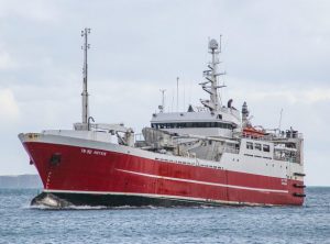 I Fuglefjord landede den færøske trawler Hoyvík 800 tons sild til Pelagos, som de har fisket ud for Færøerne. foto: Kiran J