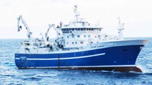 I Ánirnar ankom den færøske trawler **Norðborg** med en fuld last af frossen sild samt 140 tons fiskemel. foto: Fiskur.fo - Reidariid