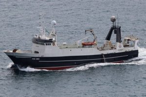 I Klaksvík landede partrawlerne Skoraberg og Fuglberg i sidste uge en mindre fangst på kun 90 tons guldlaks. foto: Skoraberg Kiran J