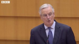 Brexit: Kun få forhandlings-timer tilbage inden »Brexit-deadline«. foto: Michel Barnier EU - BBC snapshot